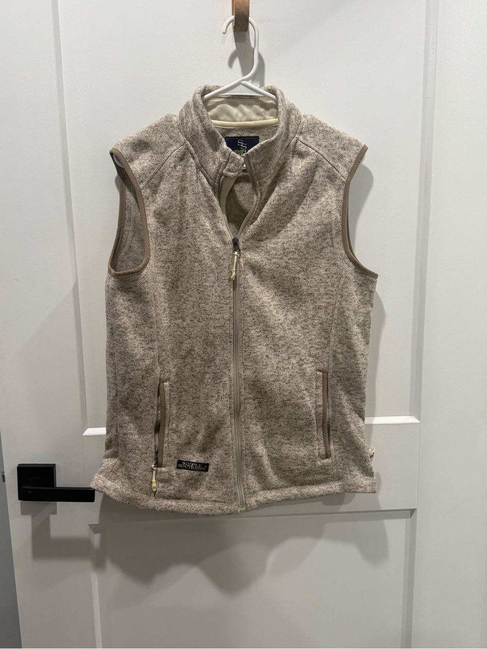Simply Southern Women’s Oatmeal Tan Cream Zip-Up Fleece Vest